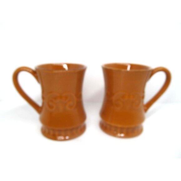 Demdaco Sapore  Deb Hrabik Set Of 2 Hand Painted orange Mugs 2004 - Picture 3 of 5